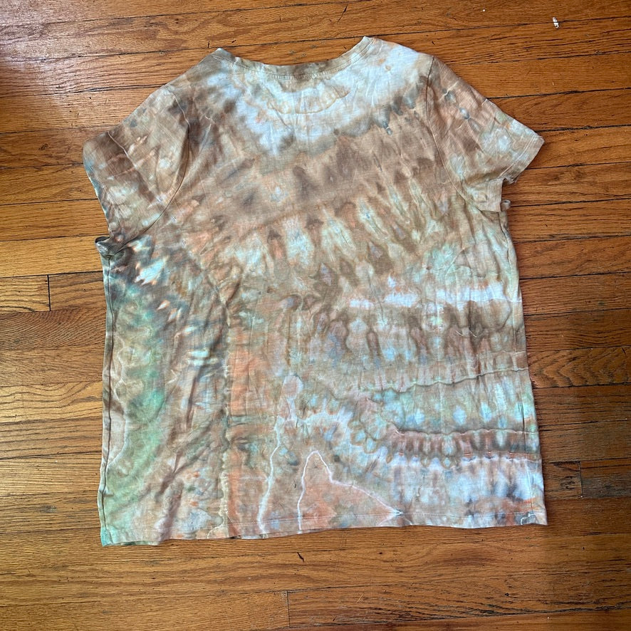 Tie Dye Tee, Upcycled, Women's Plus 4x Sandy Beach Ice Dye