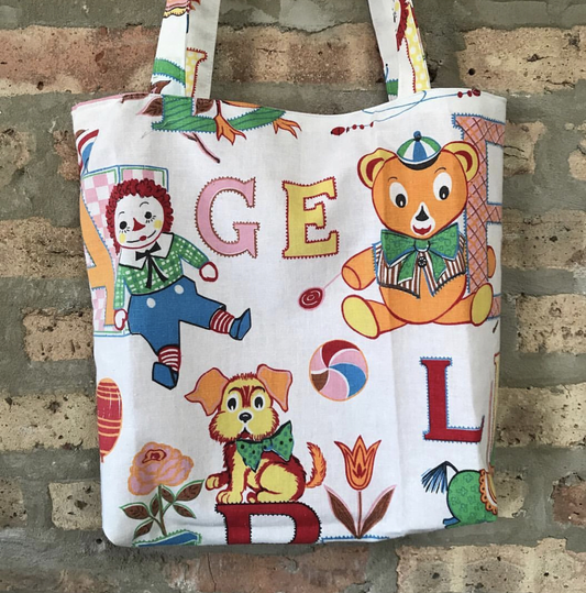 Tote Bag, vintage Raggedy Ann and Andy