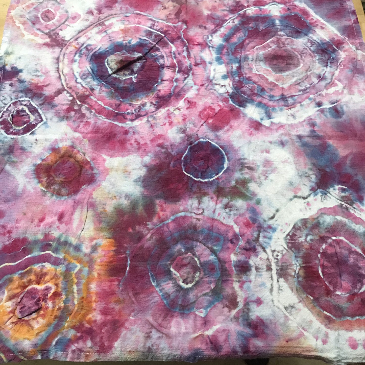 Tie Dye Flour Sack Towel, Hand Dyed Shibori