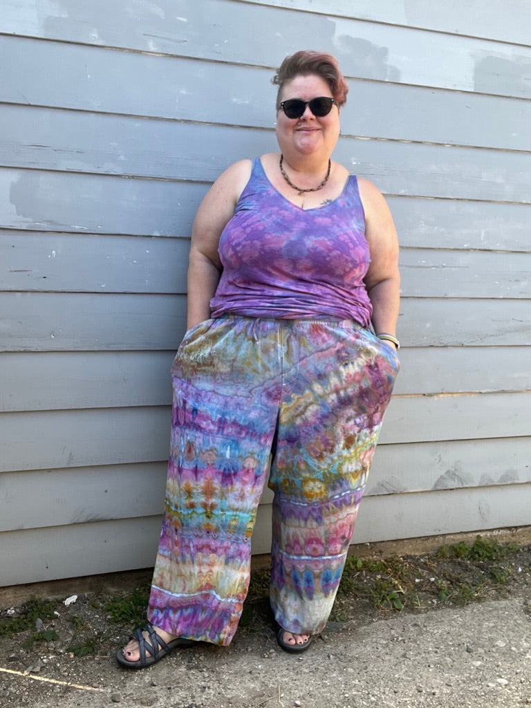 Tie Dye Linen Pants 3X Ice Dye Agate Watercolor – nancyshandmadegoods