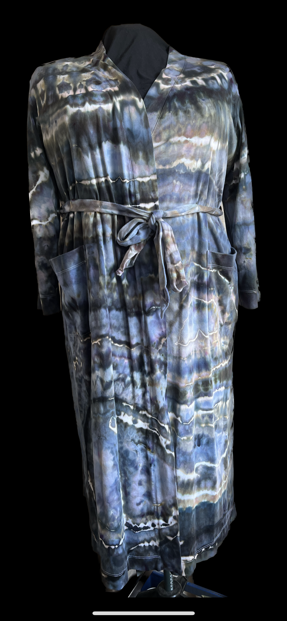 TIe Dye Robe, 2X (20-22) Ice Dyed, Stormy Night Geode