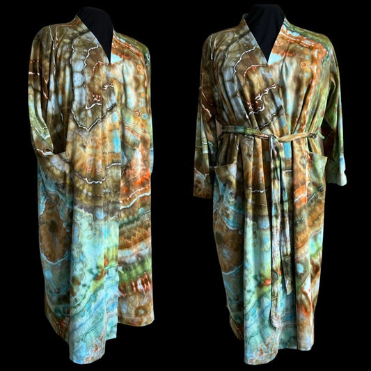 TIe Dye Robe, 3X (24-26) Ice Dyed, Beachy Geode