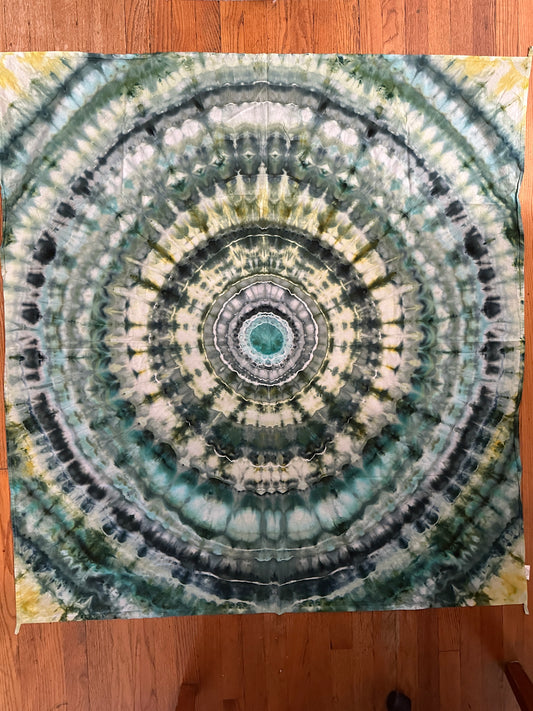 Tapestry- Ice Dyed Mandala Blue-Green