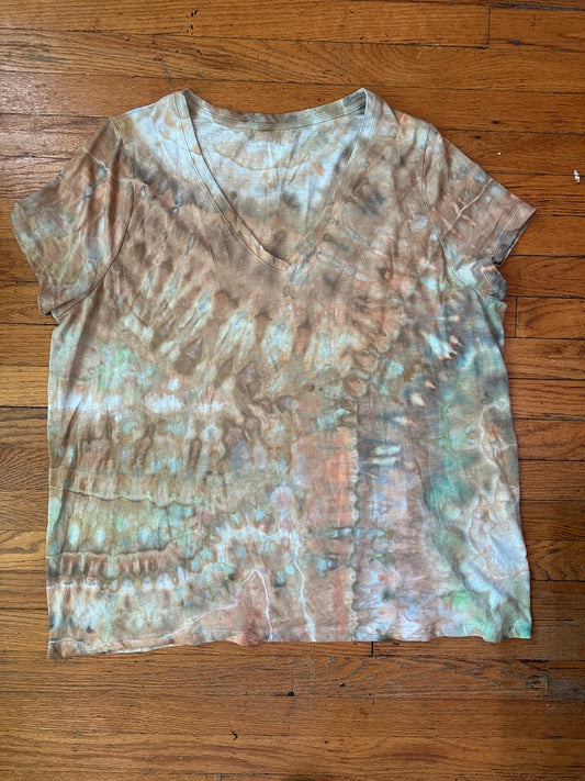 Tie Dye Tee, Upcycled, Women's Plus  4x  Sandy Beach Ice Dye