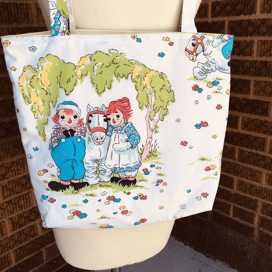 Tote Bag, vintage Raggedy Ann and Andy