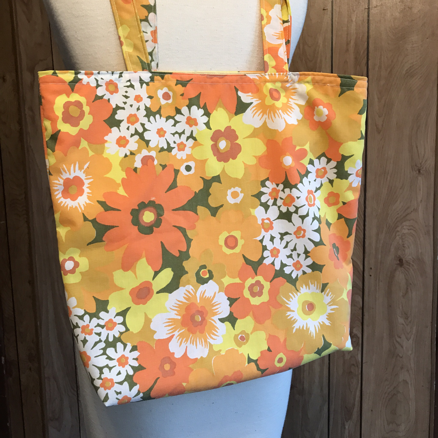 Tote Bag, vintage orange floral