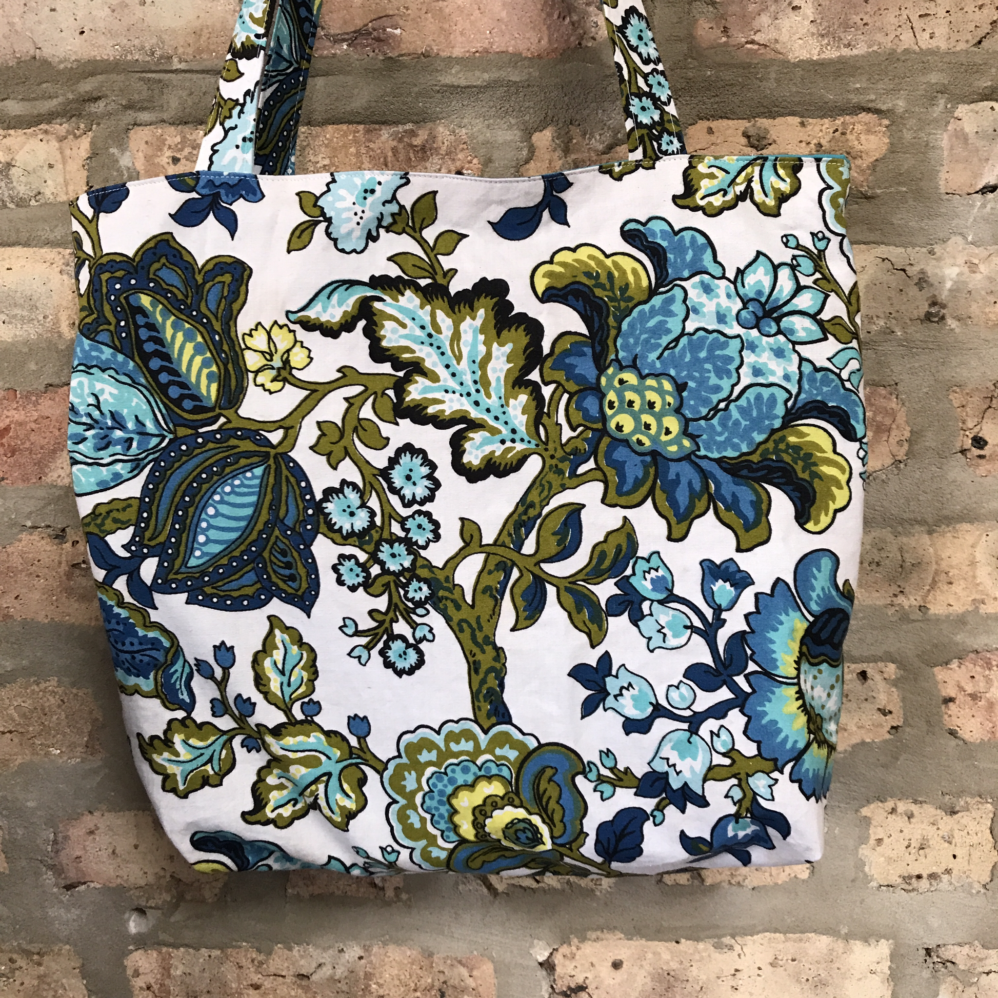 Reusable Tote Bag,  Blue Floral