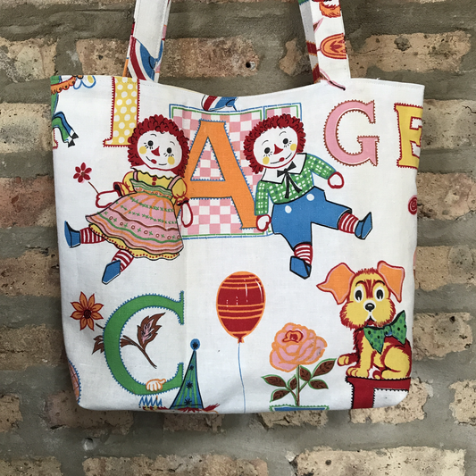 Tote Bag, vintage Raggedy Ann and Andy