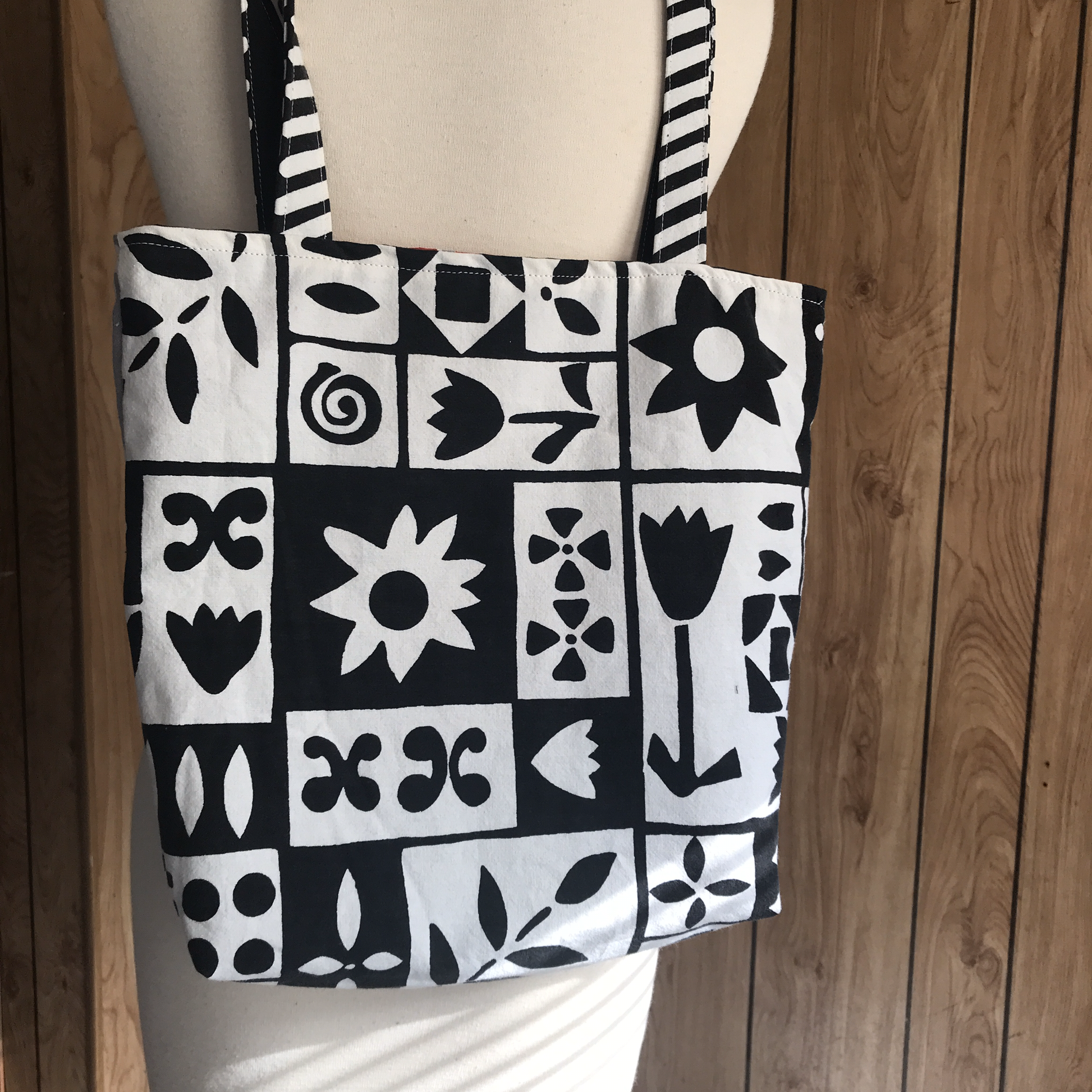 Tote Bag, Black and White geometric print