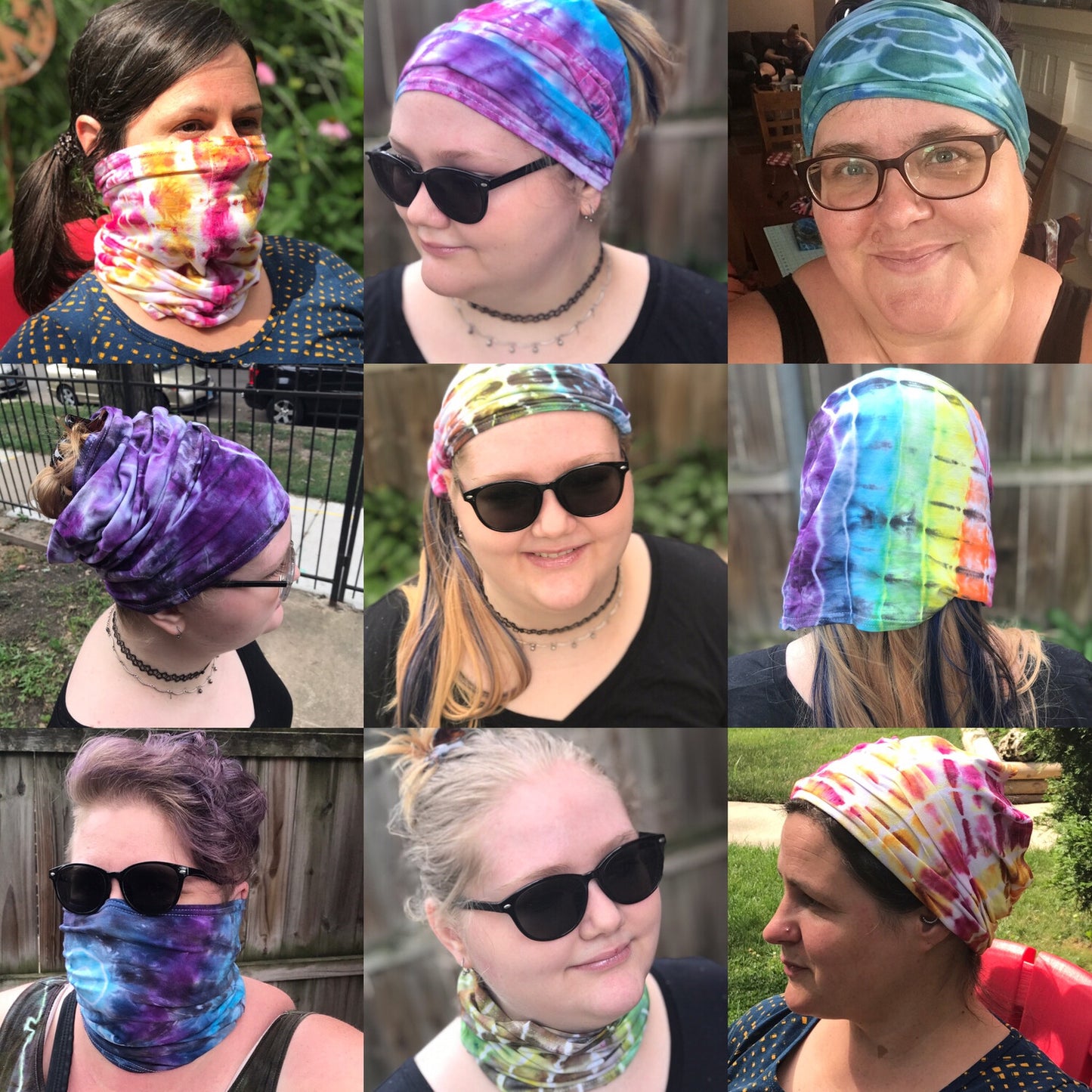 Balaclava Gaiter Tie Dye Purple and Turquoise with Black