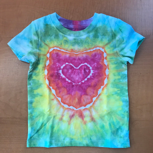 Kids Tee 12 M Rainbow Heart Tie Dye Hand Dyed