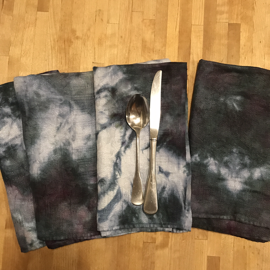 Tie Dyed Napkins Set, Hand Dyed