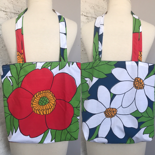 Tote Bag, vintage Big Bold Flowers