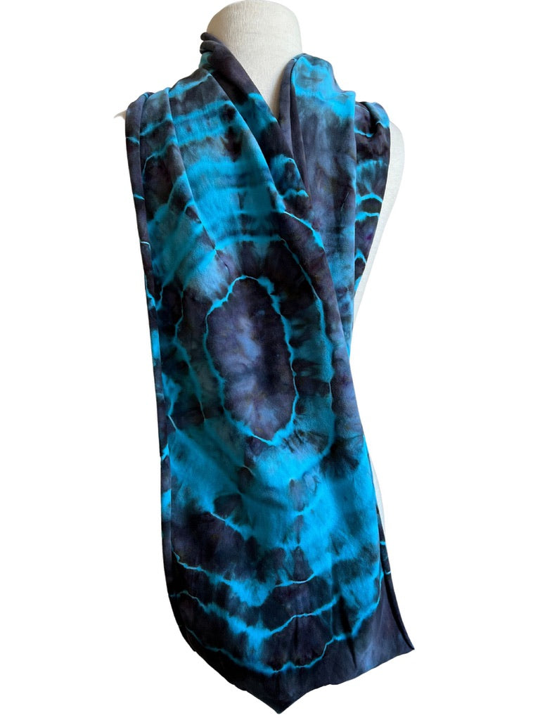 Tie Dyed Infinity Scarves, Geode Blue Grey
