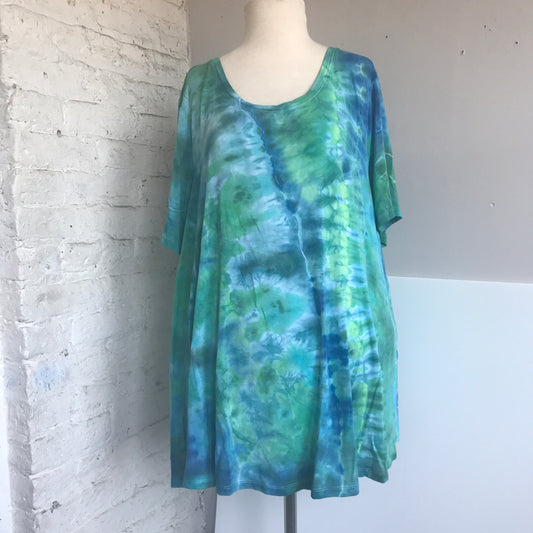 Tie Dye Swing Shirt 3x Plus Size Ice Dye Seaglass