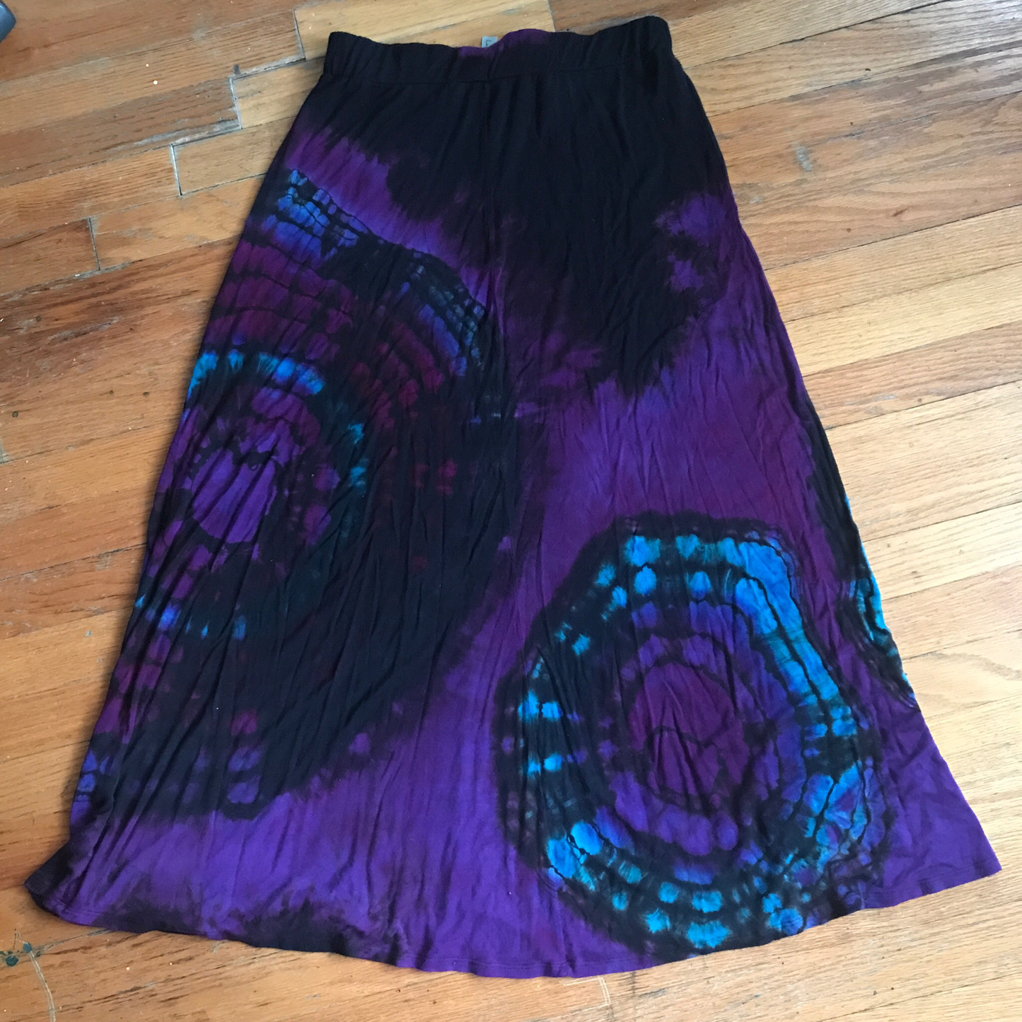 Tie dyed, Upcycled Maxi Skirt,  Size Large Geode Design