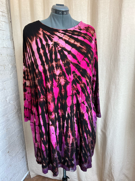 Tie Dye Dress 1X 16-18W Pink Ombre Shibori Reverse Dye