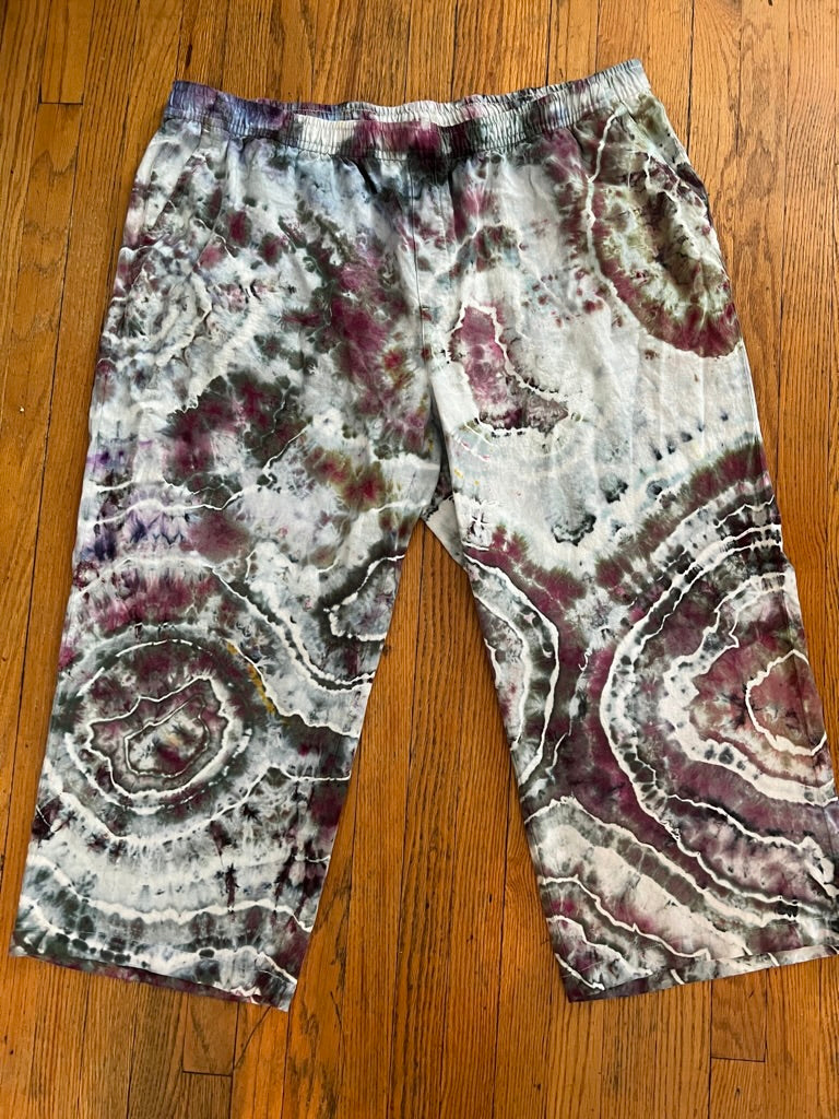 Tie Dye Linen Pants 4X Geode