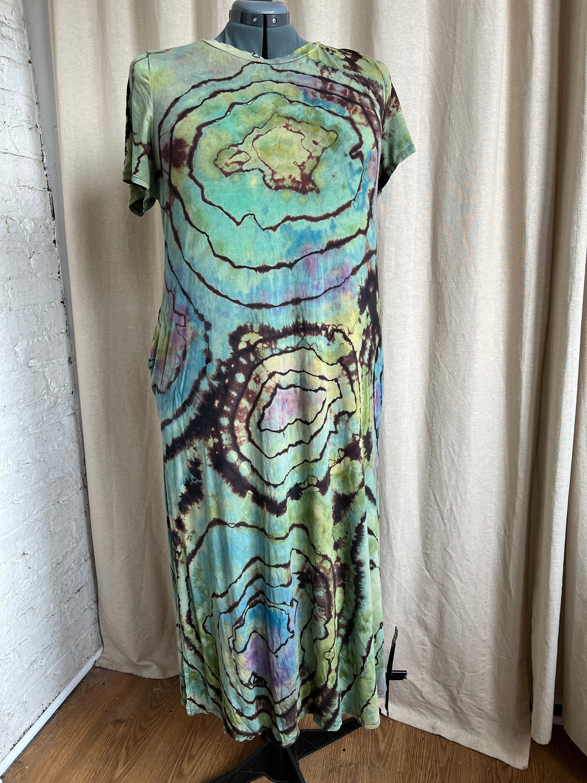 Tie Dye Maxi Dress 1x Ice dye – nancyshandmadegoods