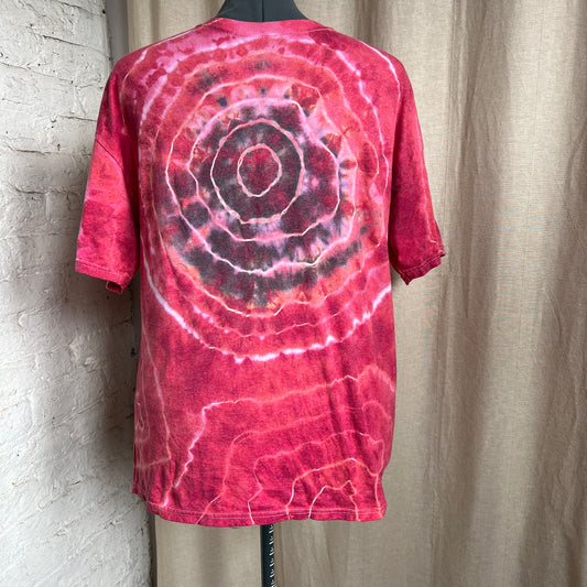 Tie Dye Tee, Upcycled, XL, Red  Geode