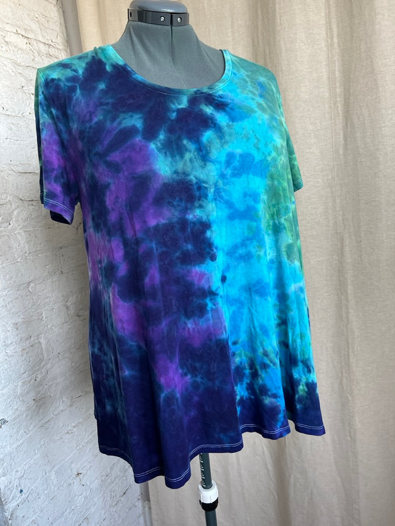 Tie Dye Shirt, Size 2X, Ice Dye Peacock Scrunch