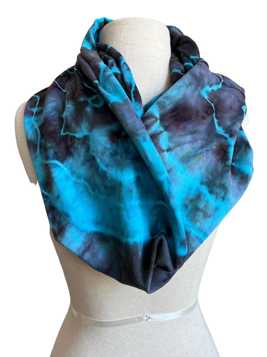 Tie Dyed Infinity Scarves, Geode Blue Grey