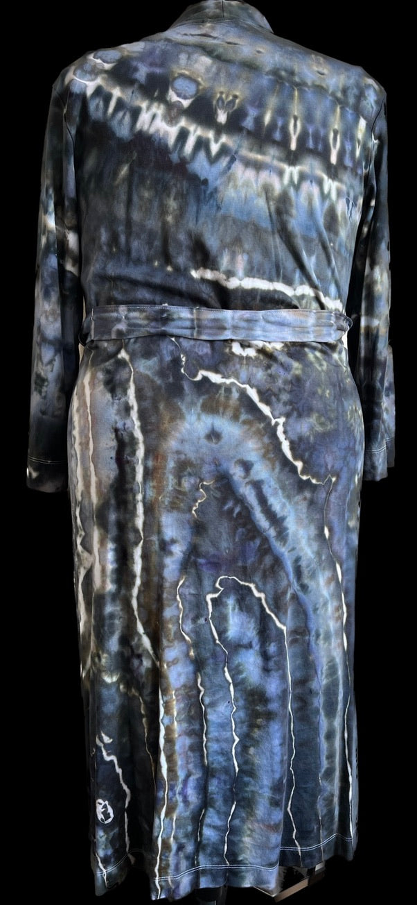 TIe Dye Robe, 2X (20-22) Ice Dyed, Stormy Night Geode