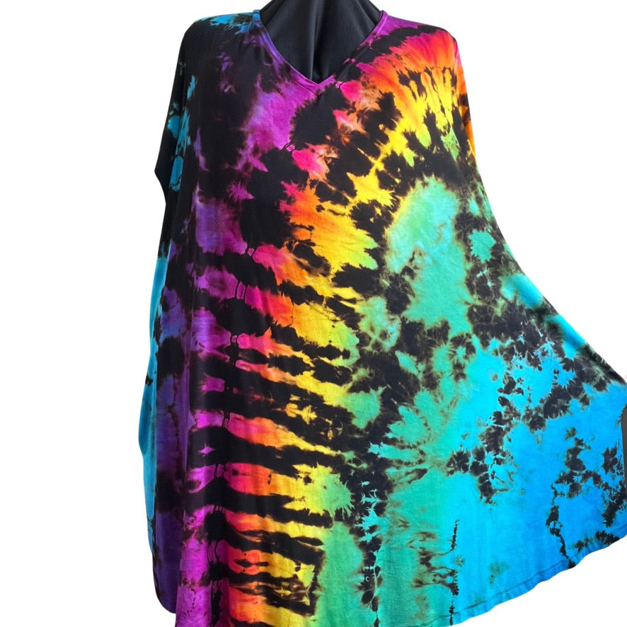 Tie Dye Dress 5X Short Sleeve Swing Rainbow Reverse