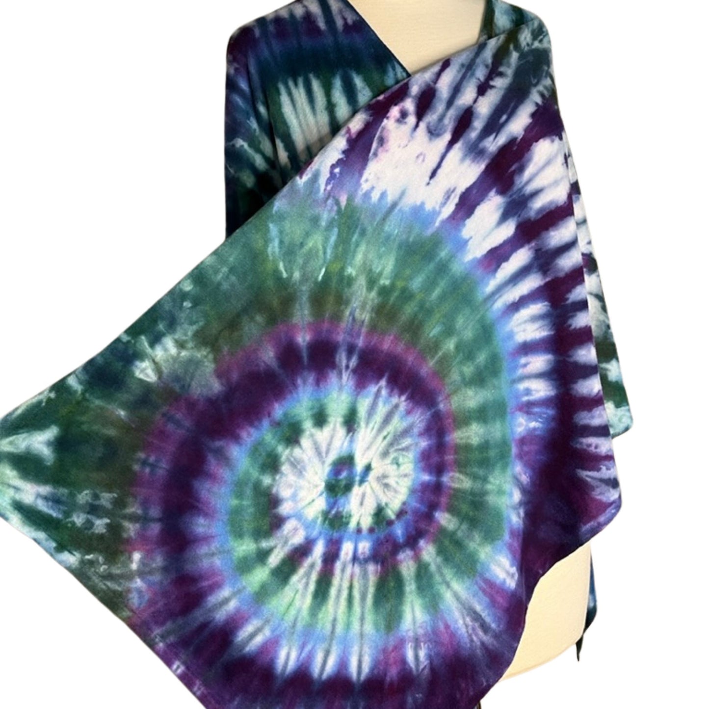 Tie Dye Wrap, Spiral Design Peacock Colorway