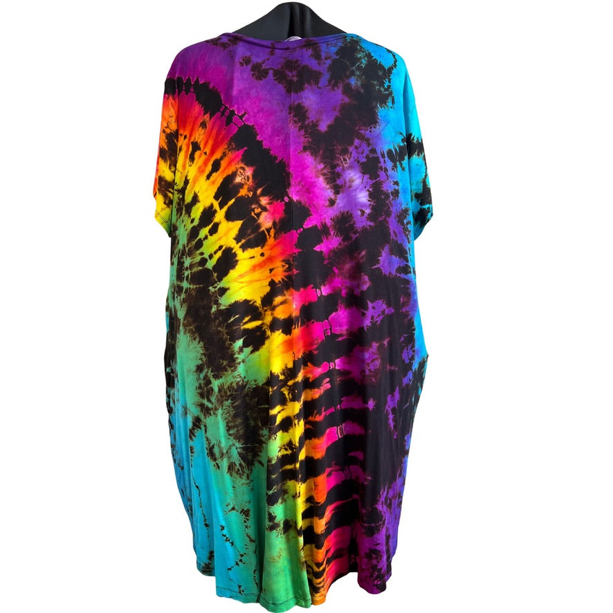 Tie Dye Dress 5X Short Sleeve Swing Rainbow Reverse