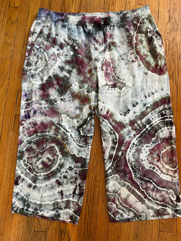 Tie Dye Linen Pants 4X Geode