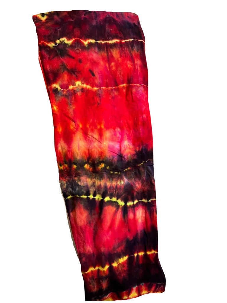Tie Dyed Infinity Scarves, Fire Red Gold Black