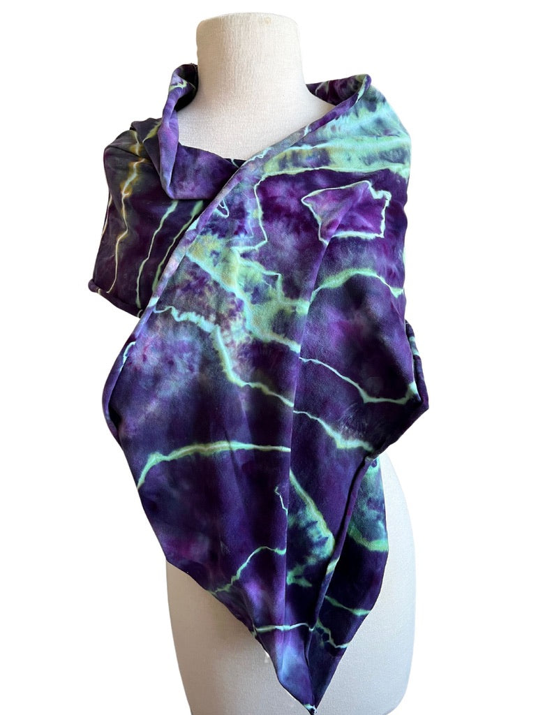 Tie Dyed Infinity Scarves, Geode Purple & Turquoise