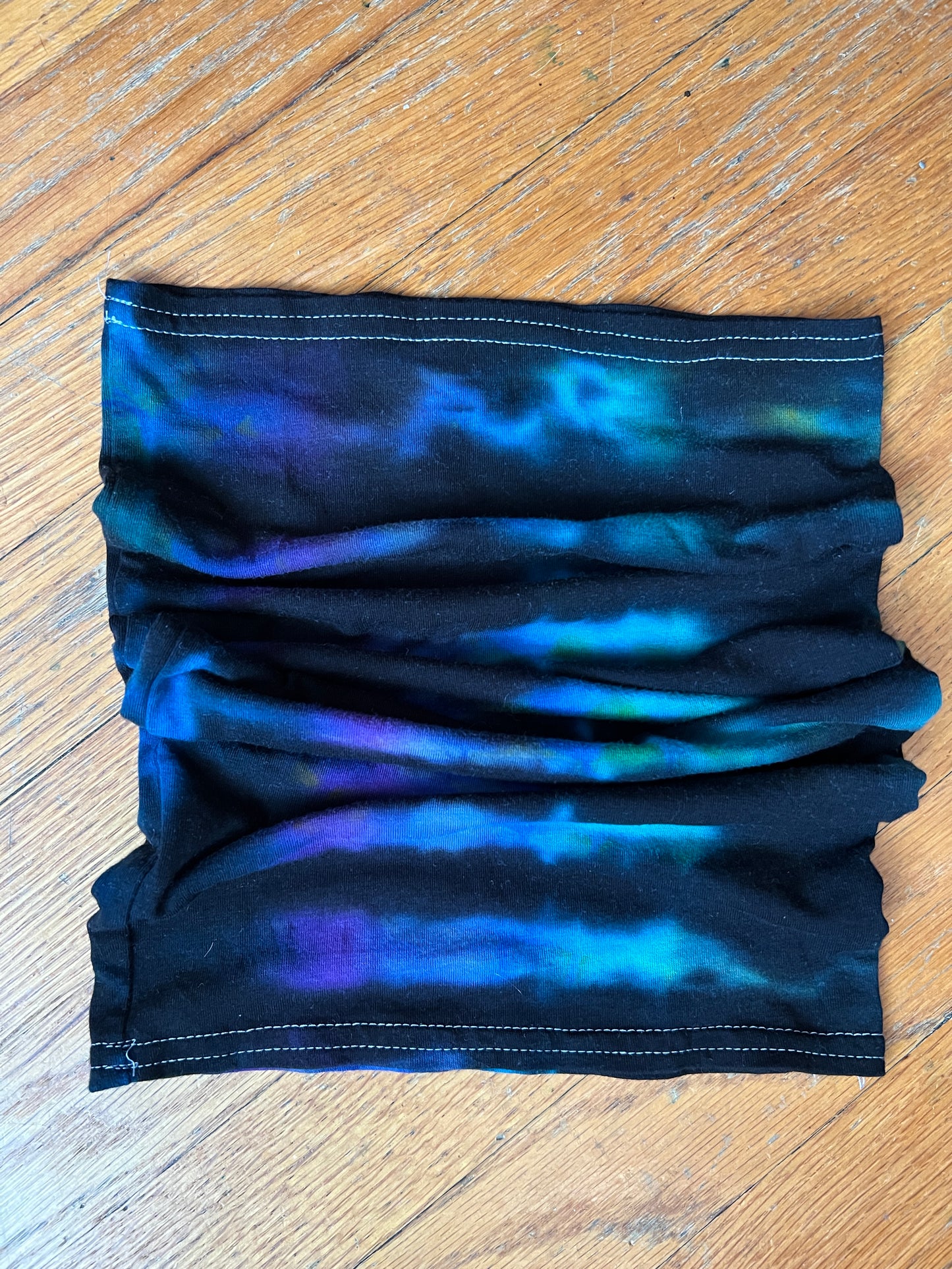 Balaclava Gaiter Tie Dye Purple and Turquoise with Black