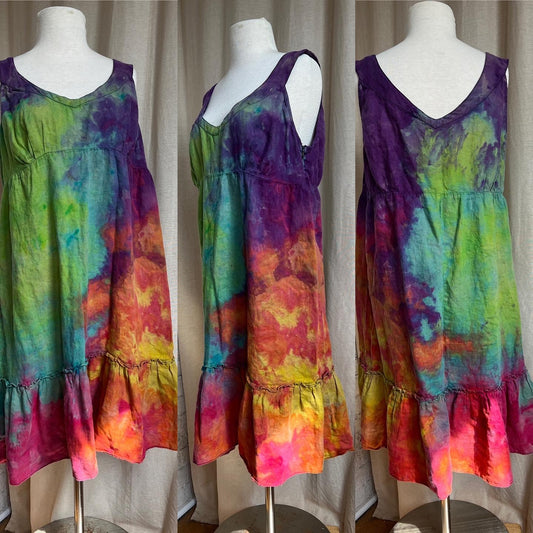 Tie Dye Dress Tank XL Rainbow Ice