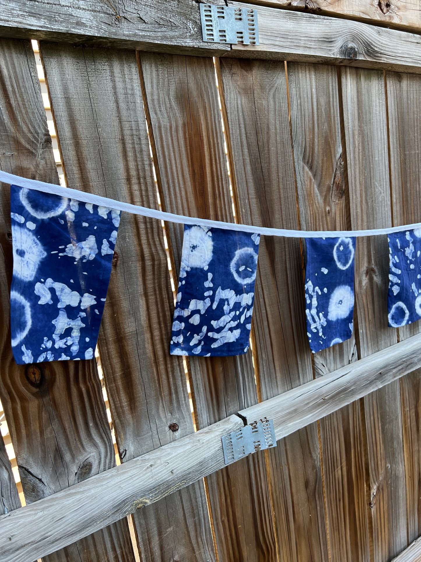 Fabric Bunting Indigo Blue Shibori Batik